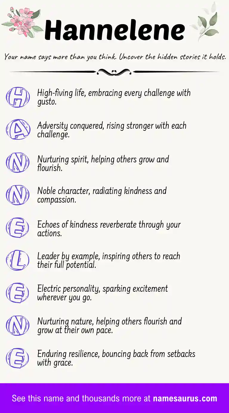 Acrostic poem about Hannelene.