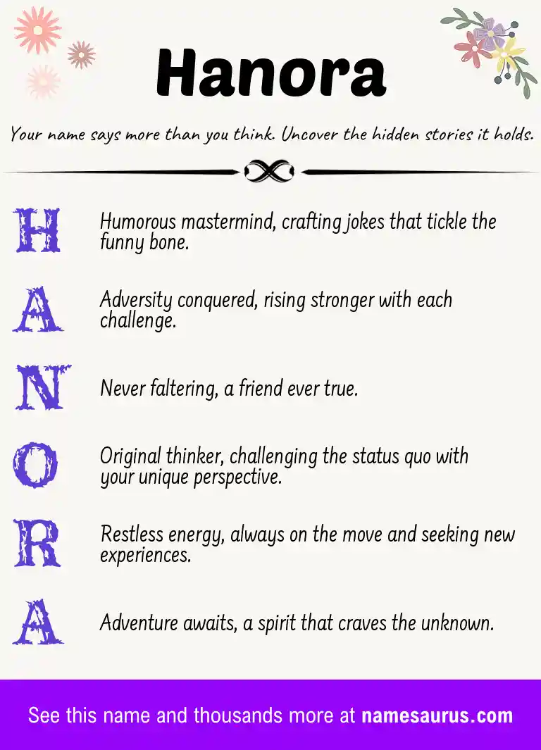 Acrostic poem about Hanora.