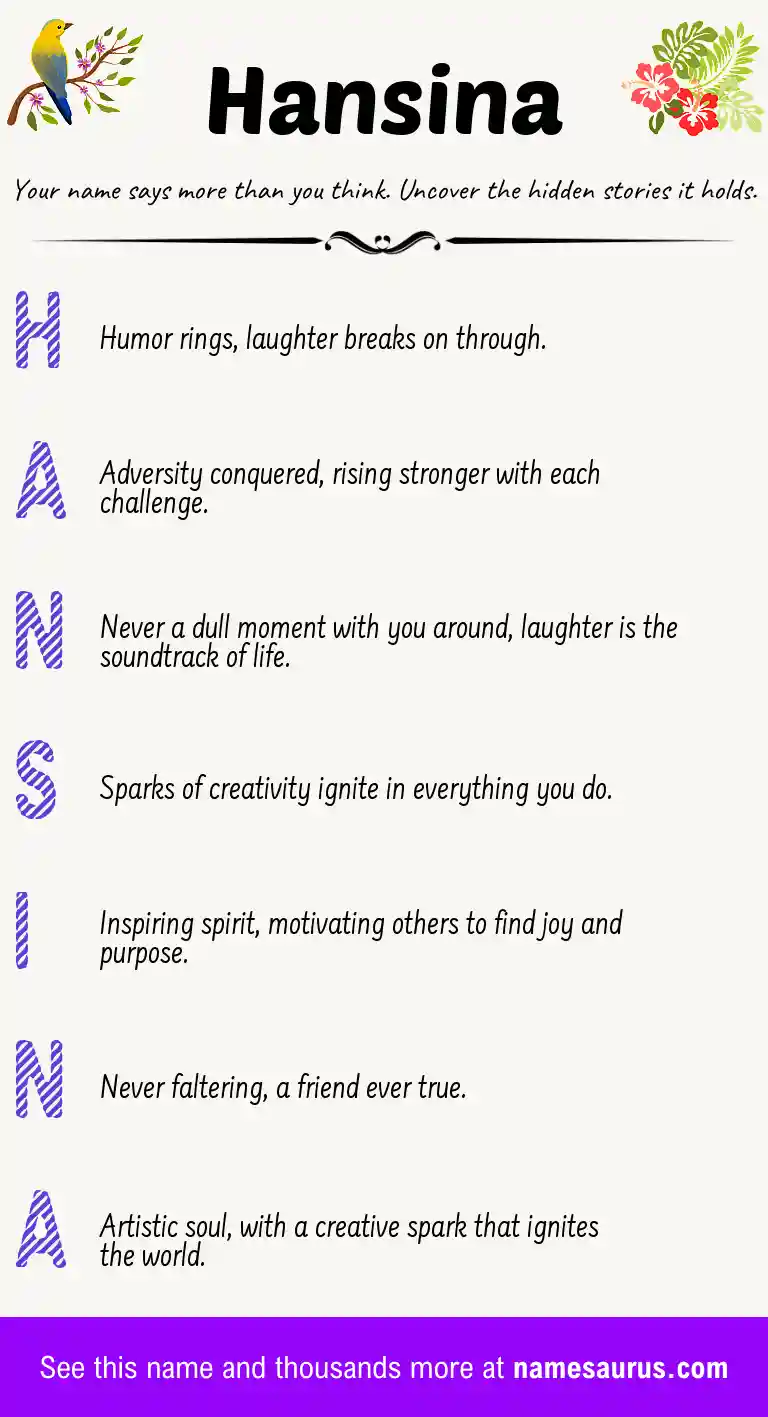 Acrostic poem about Hansina.