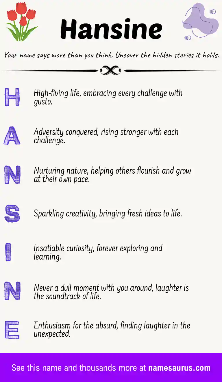 Acrostic poem about Hansine.