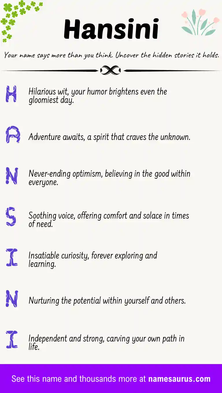 Acrostic poem about Hansini.