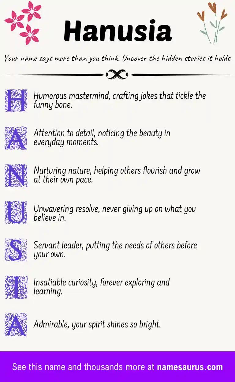 Acrostic poem about Hanusia.