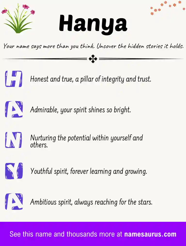 Acrostic poem about Hanya.