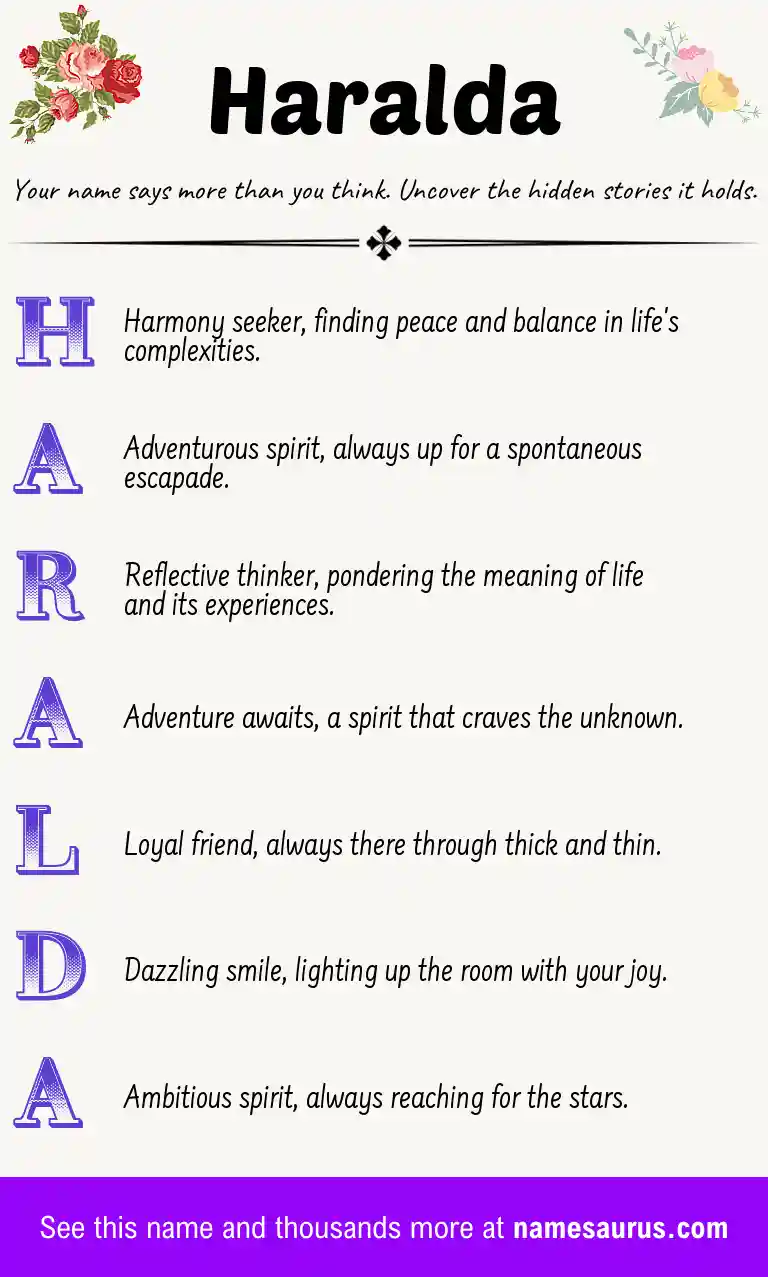 Acrostic poem about Haralda.