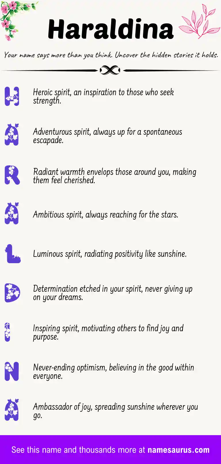 Acrostic poem about Haraldina.