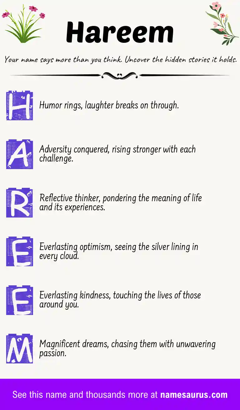 Acrostic poem about Hareem.
