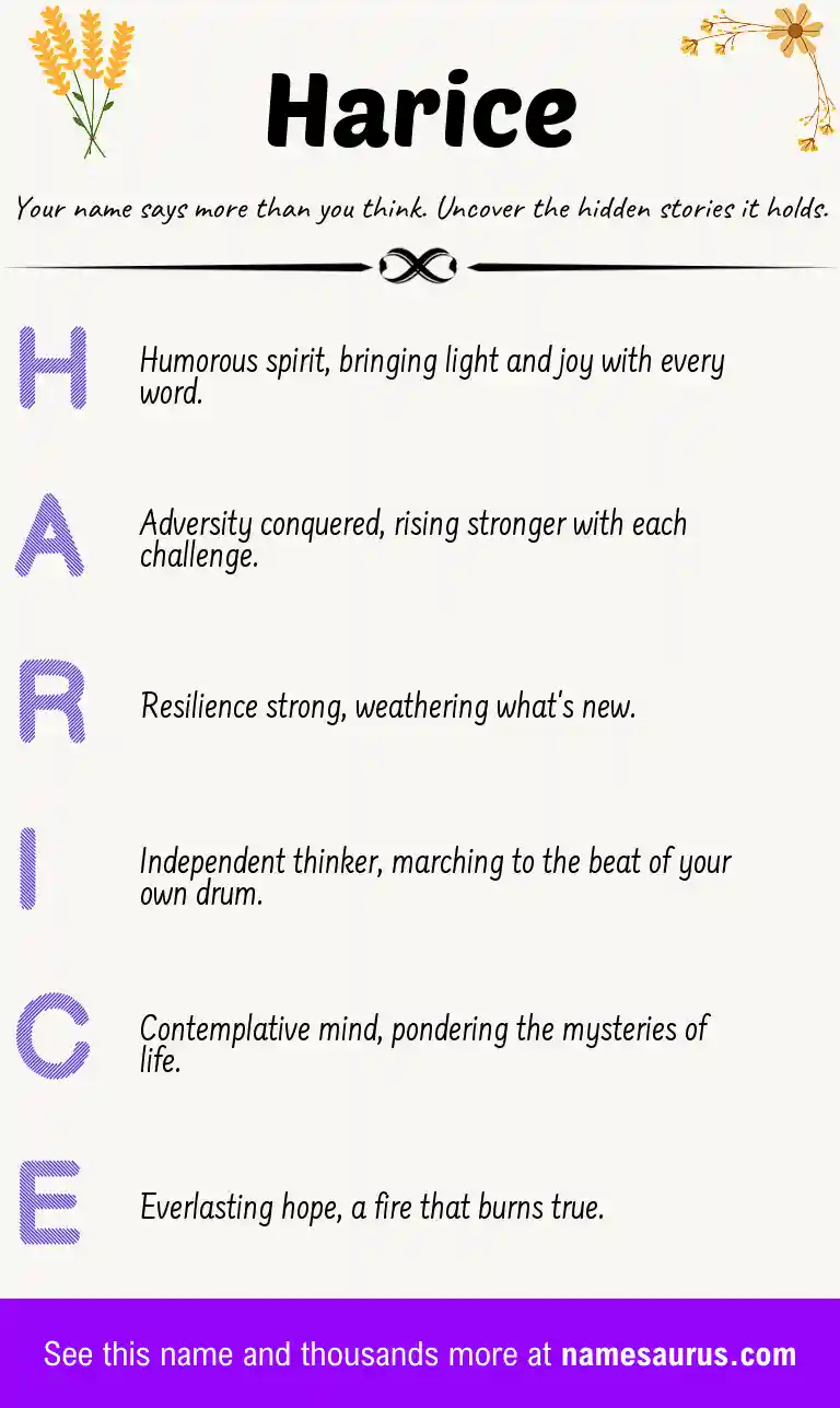 Acrostic poem about Harice.