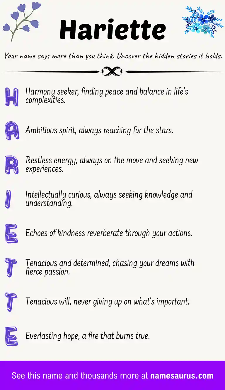 Acrostic poem about Hariette.