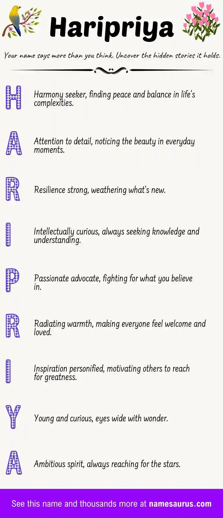 Acrostic poem about Haripriya.