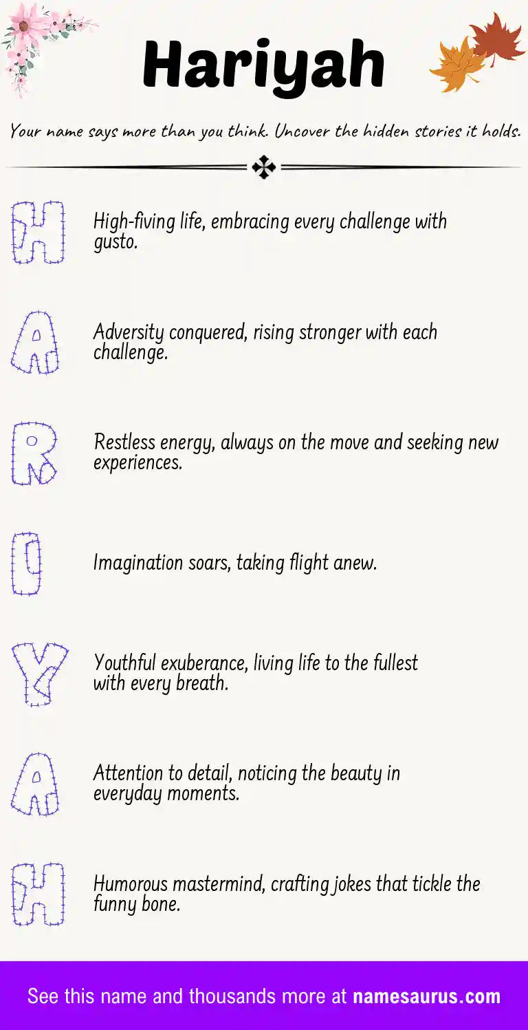 Acrostic poem about Hariyah.