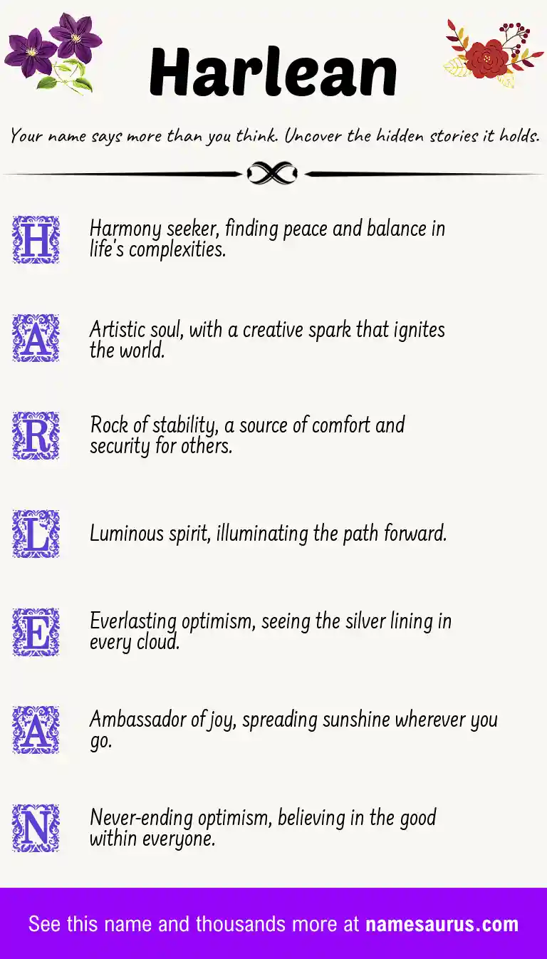 Acrostic poem about Harlean.