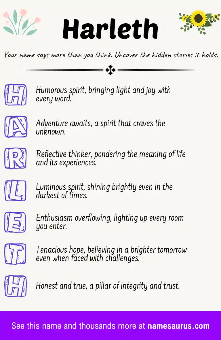 Acrostic poem about Harleth.