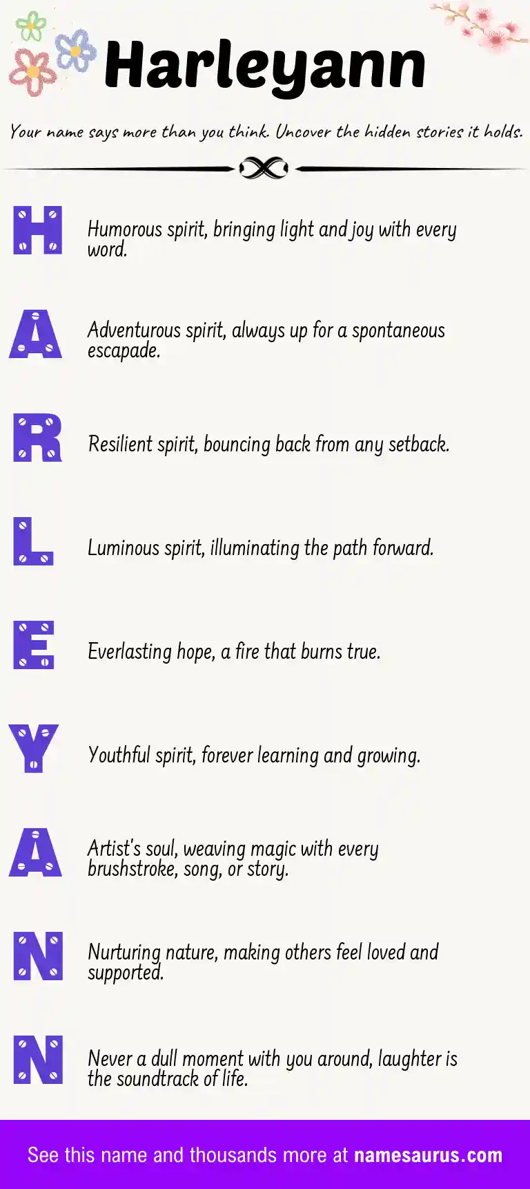 Acrostic poem about Harleyann.