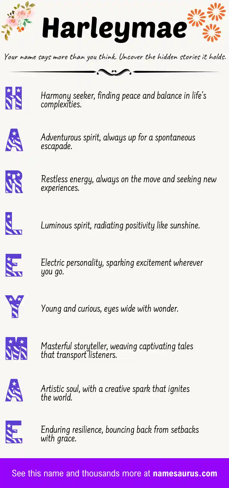 Acrostic poem about Harleymae.