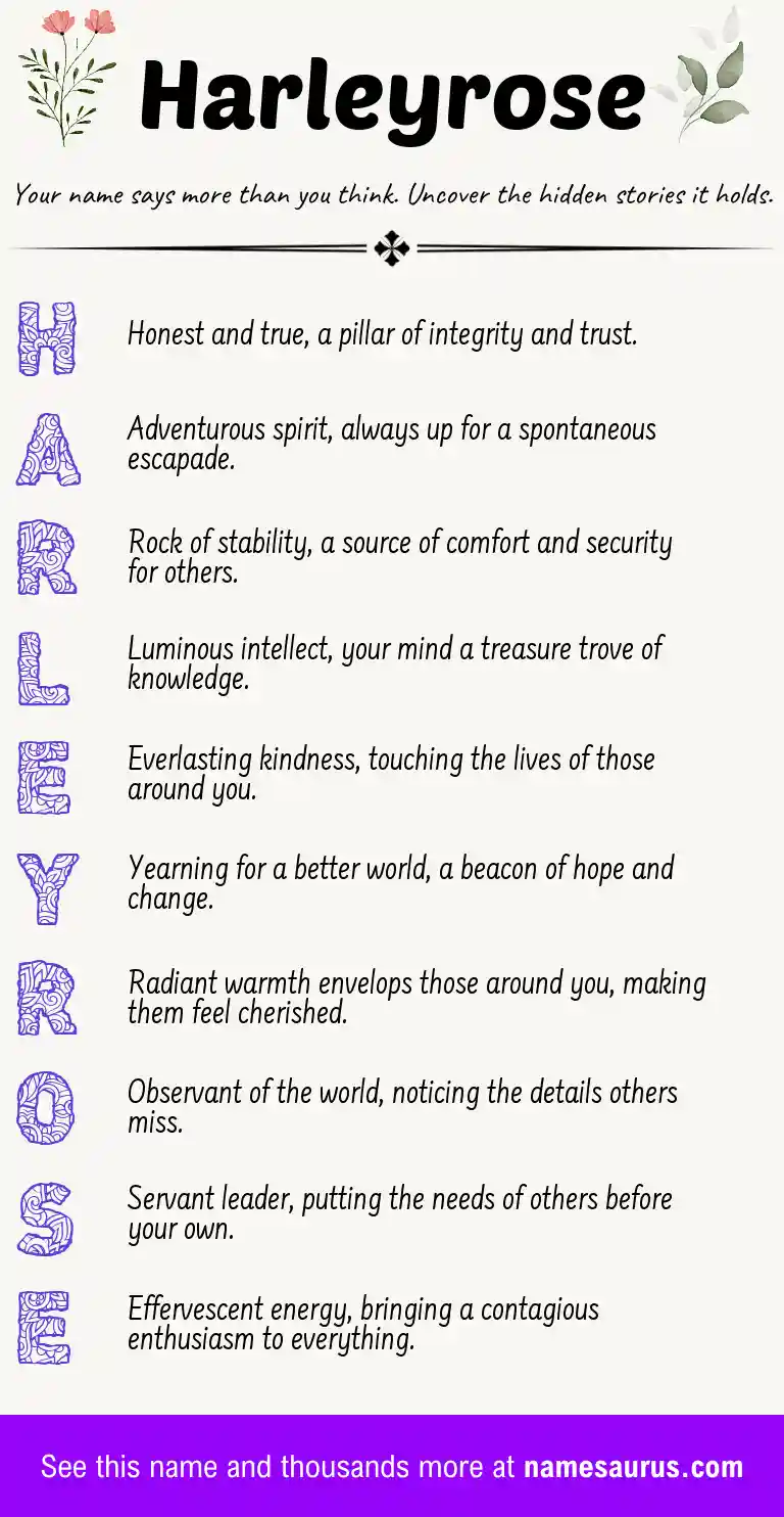 Acrostic poem about Harleyrose.