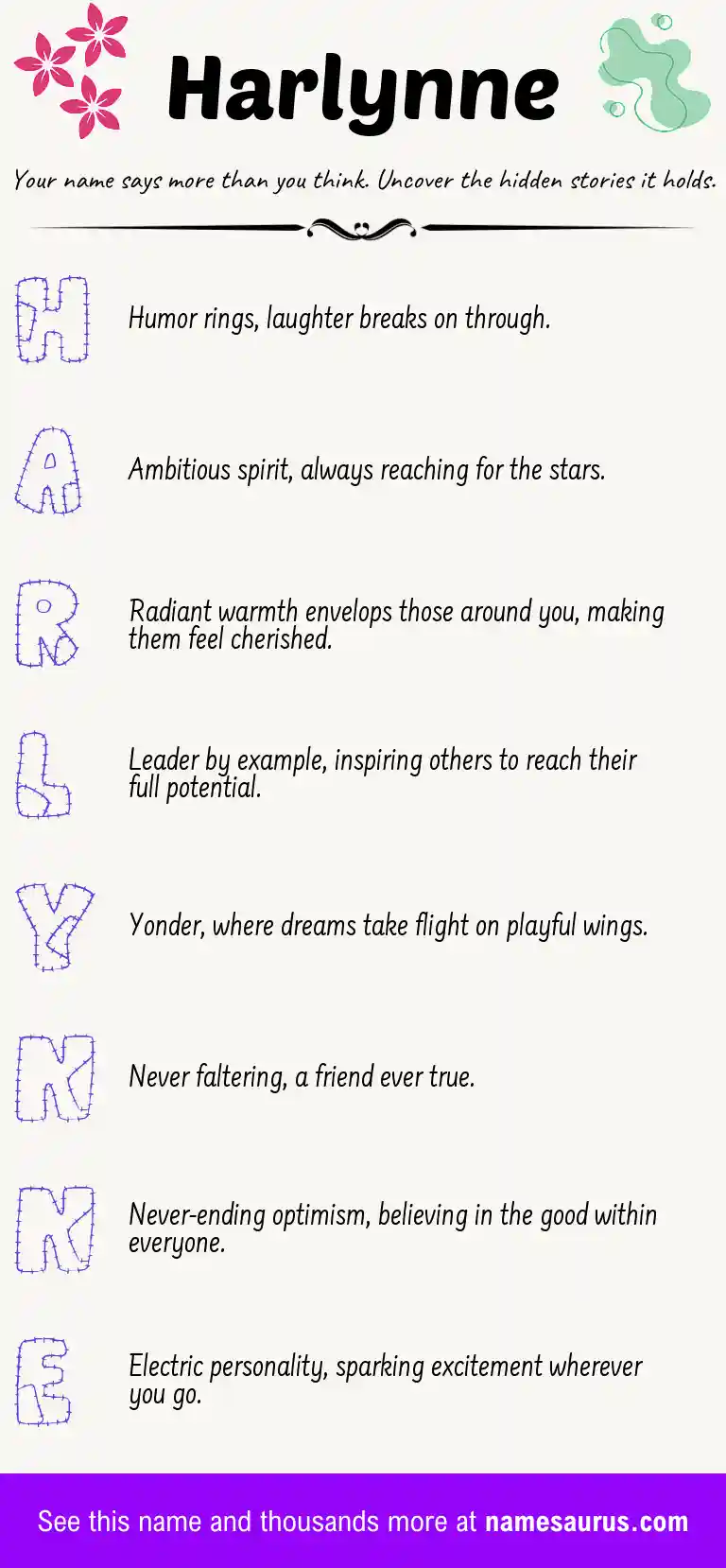 Acrostic poem about Harlynne.