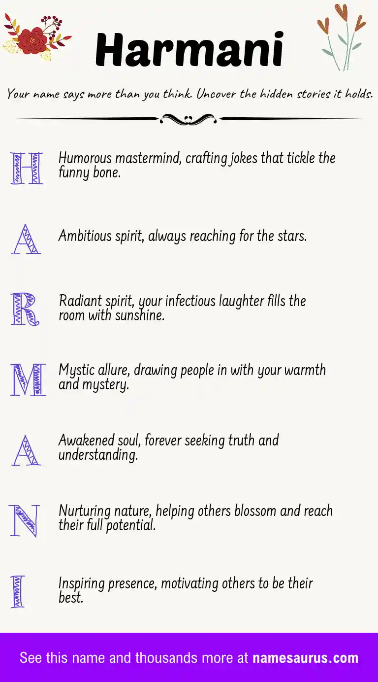 Acrostic poem about Harmani.