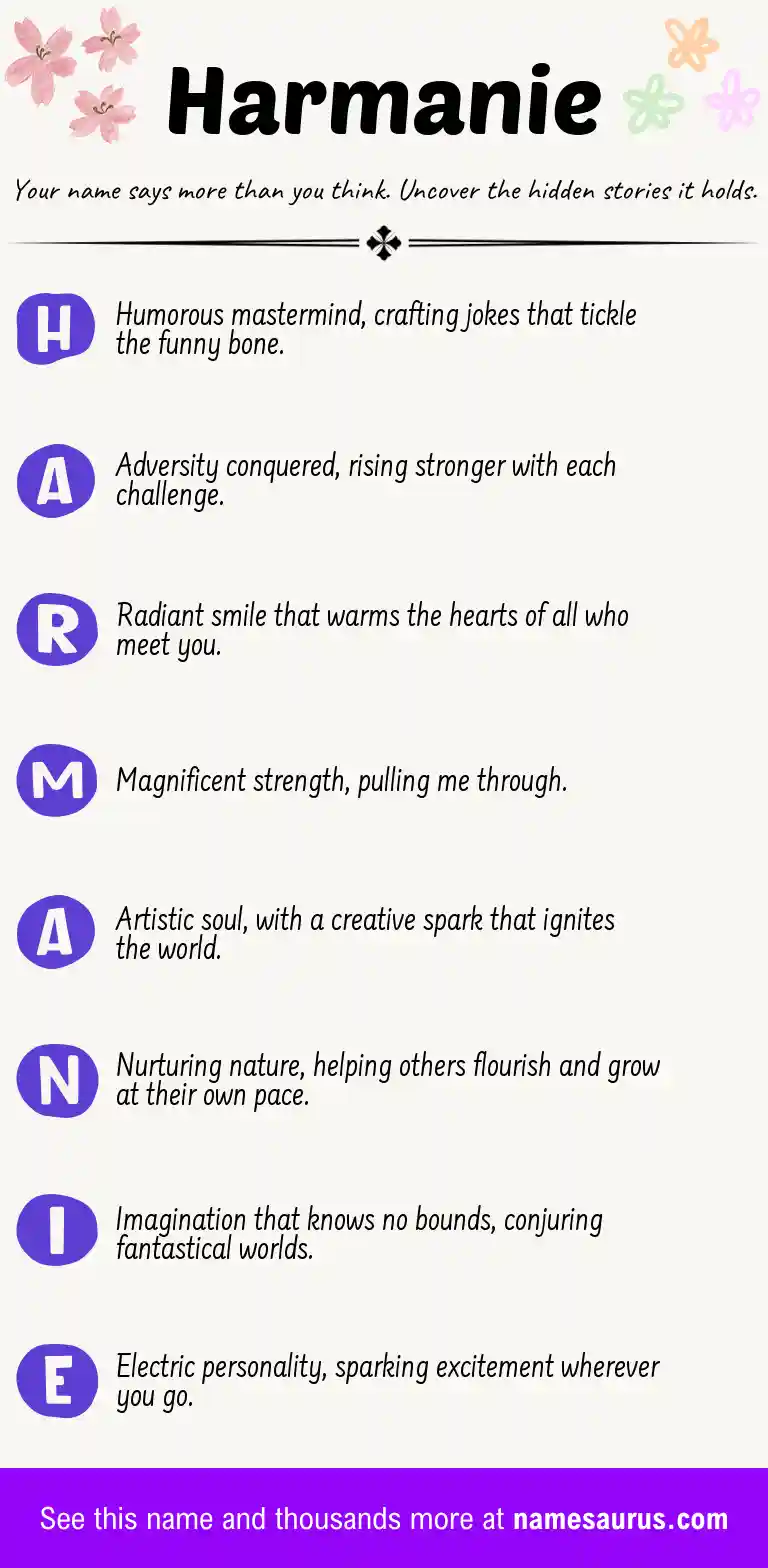 Acrostic poem about Harmanie.