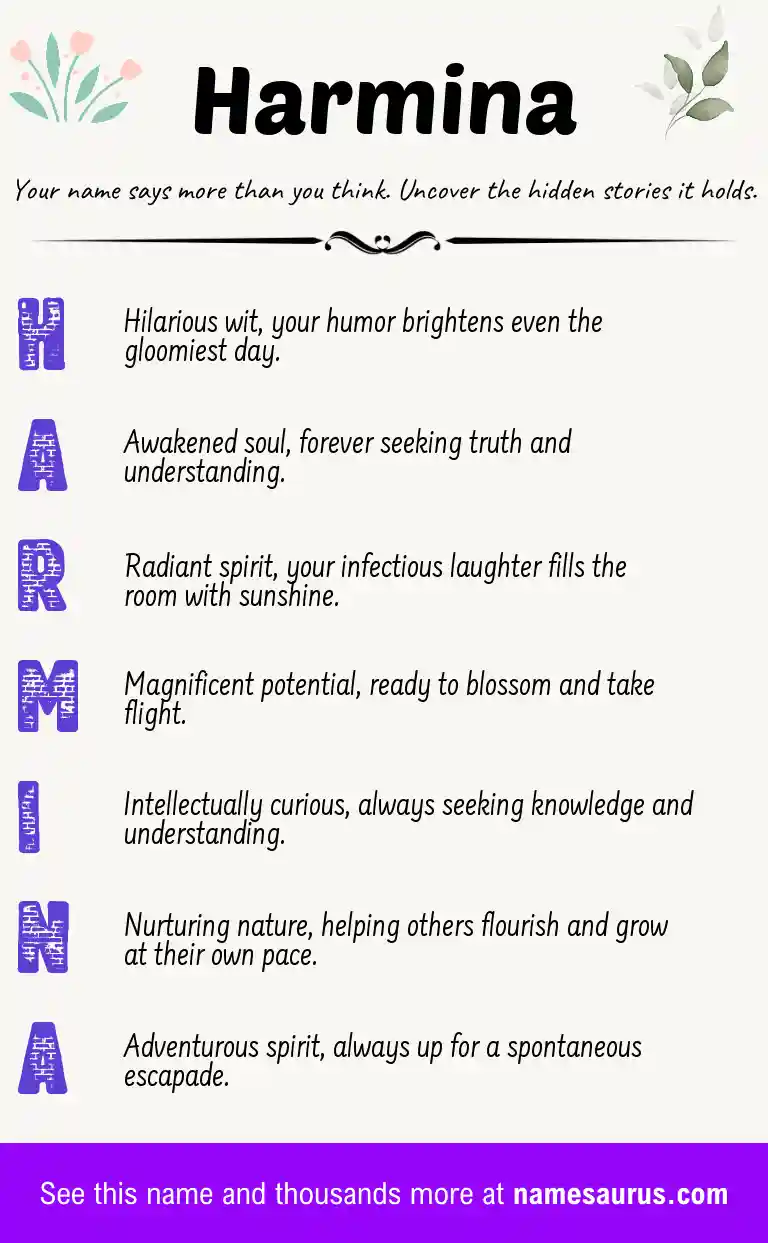 Acrostic poem about Harmina.