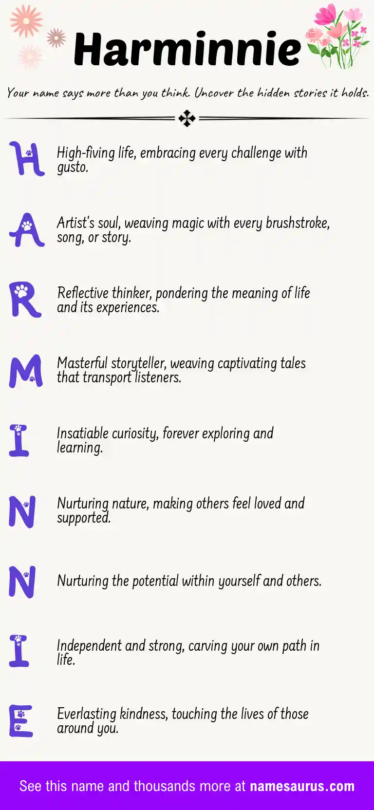 Acrostic poem about Harminnie.