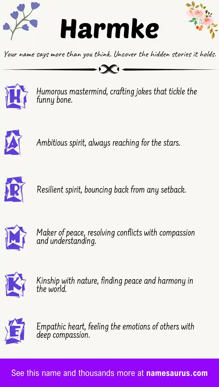 Acrostic poem about Harmke.