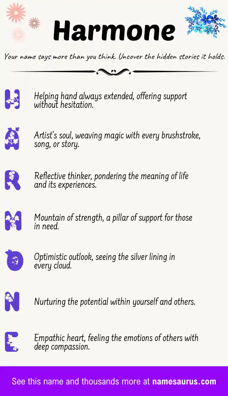 Acrostic poem about Harmone.