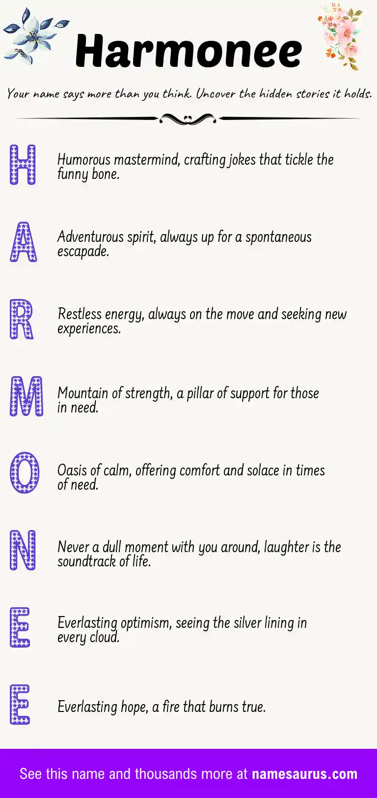 Acrostic poem about Harmonee.