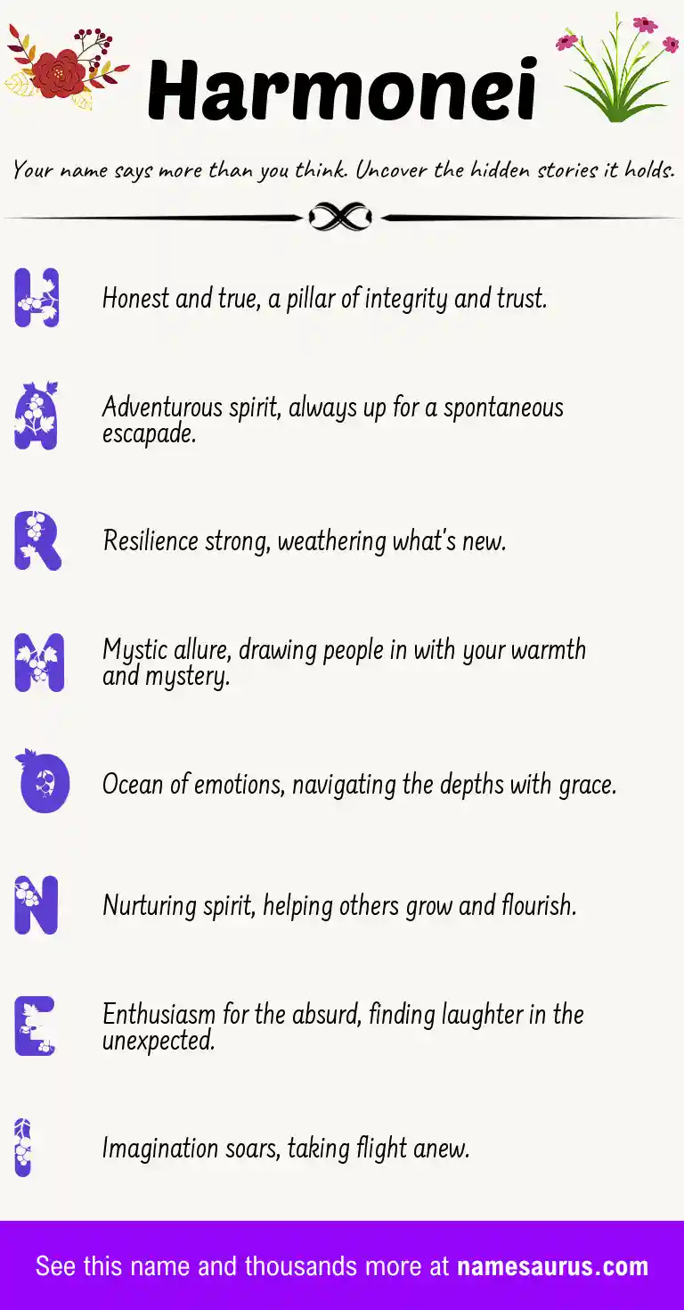 Acrostic poem about Harmonei.