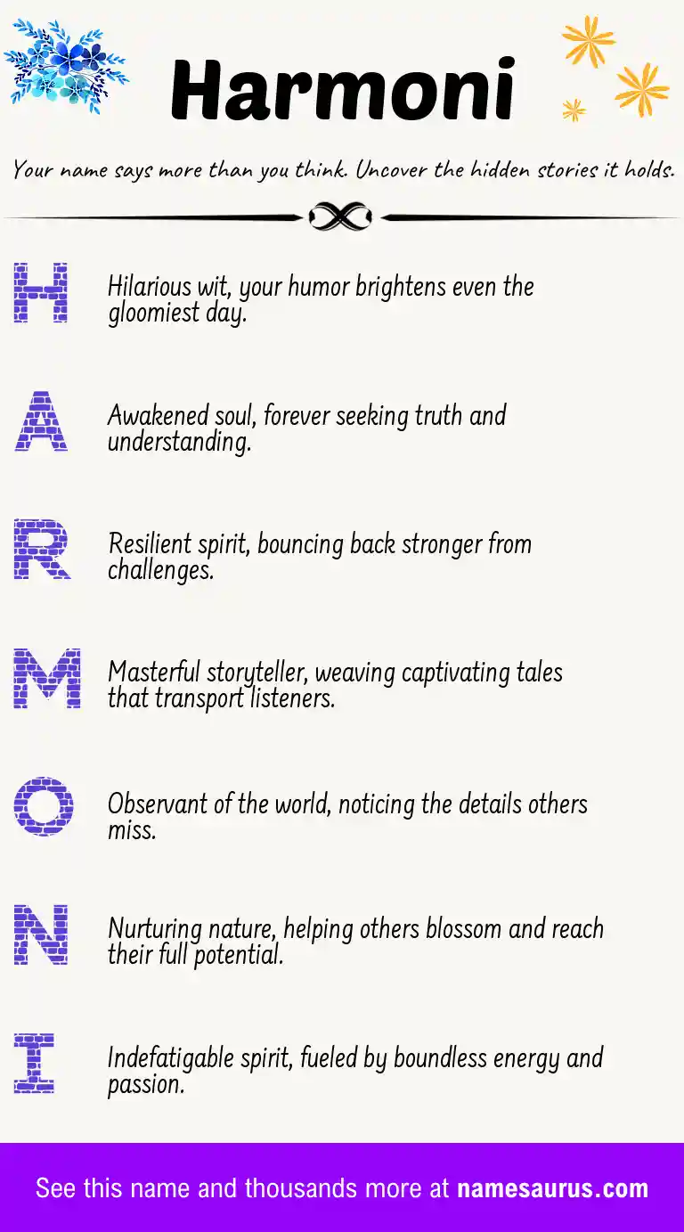Acrostic poem about Harmoni.