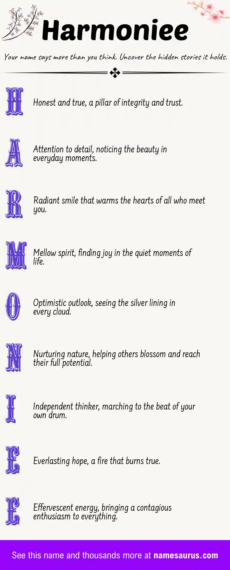 Acrostic poem about Harmoniee.
