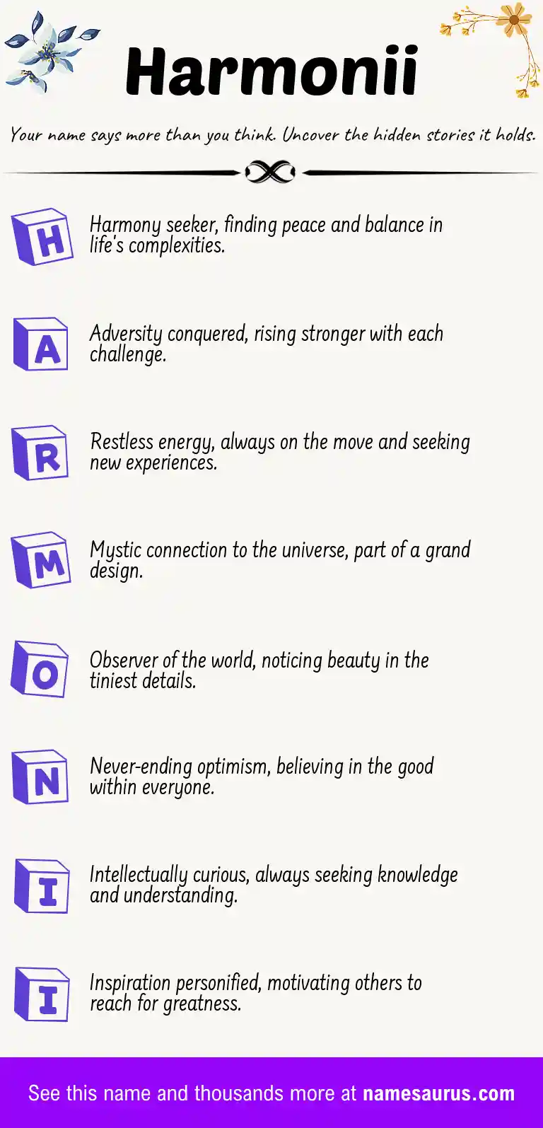 Acrostic poem about Harmonii.