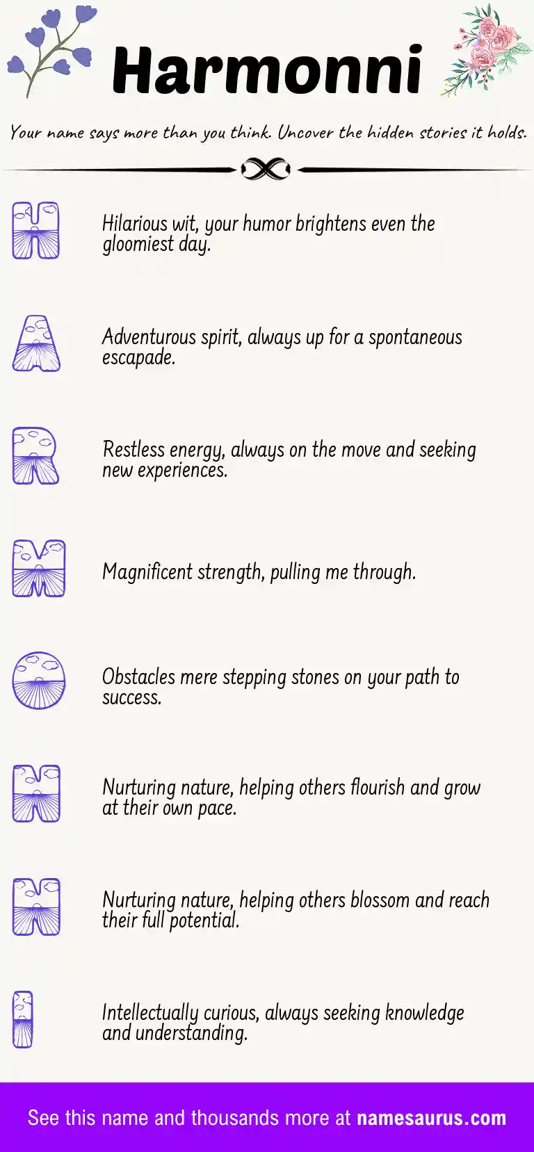 Acrostic poem about Harmonni.