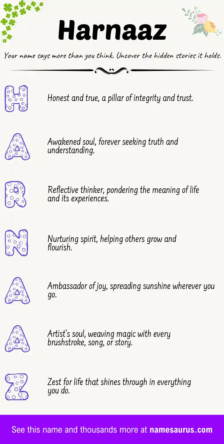 Acrostic poem about Harnaaz.