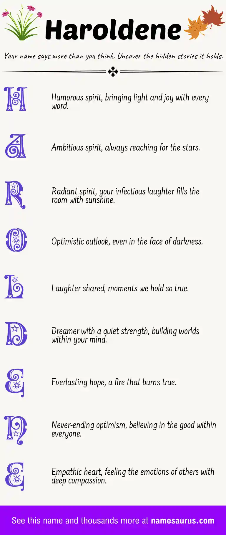 Acrostic poem about Haroldene.
