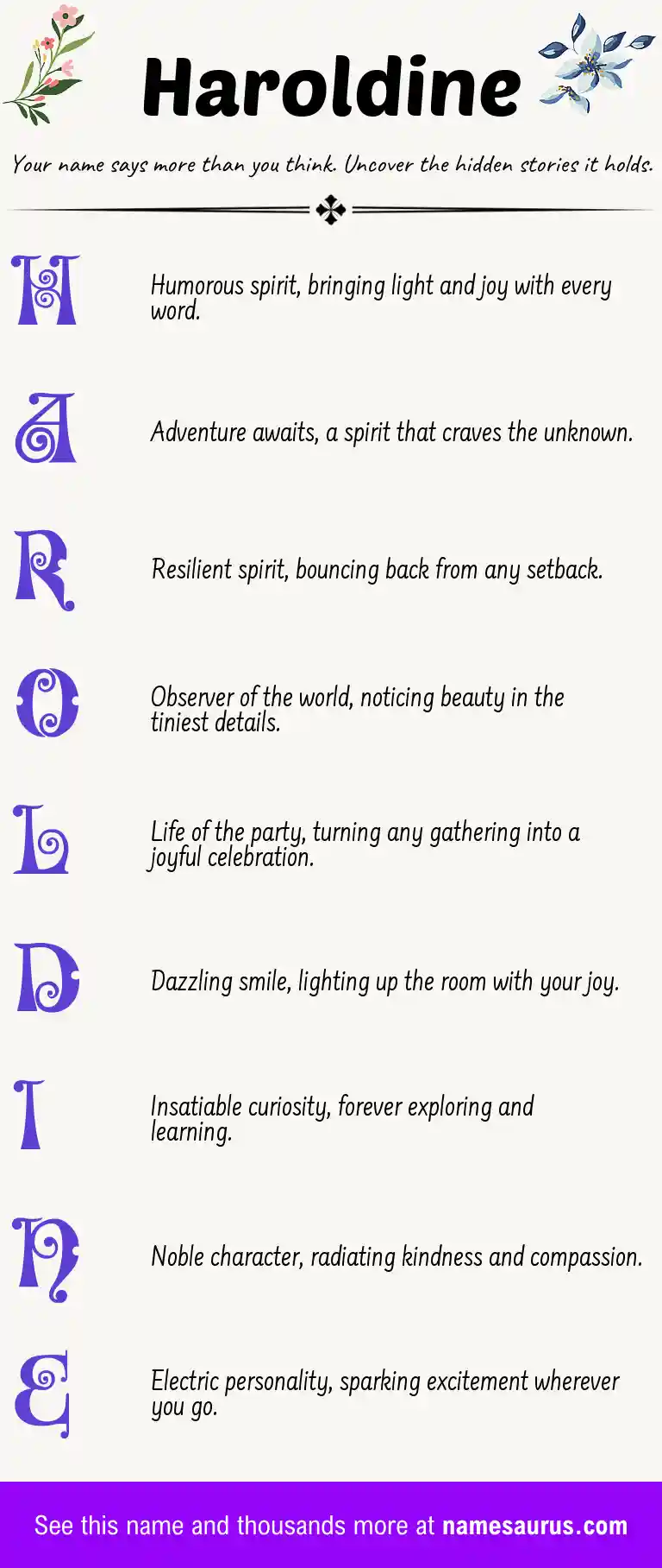 Acrostic poem about Haroldine.