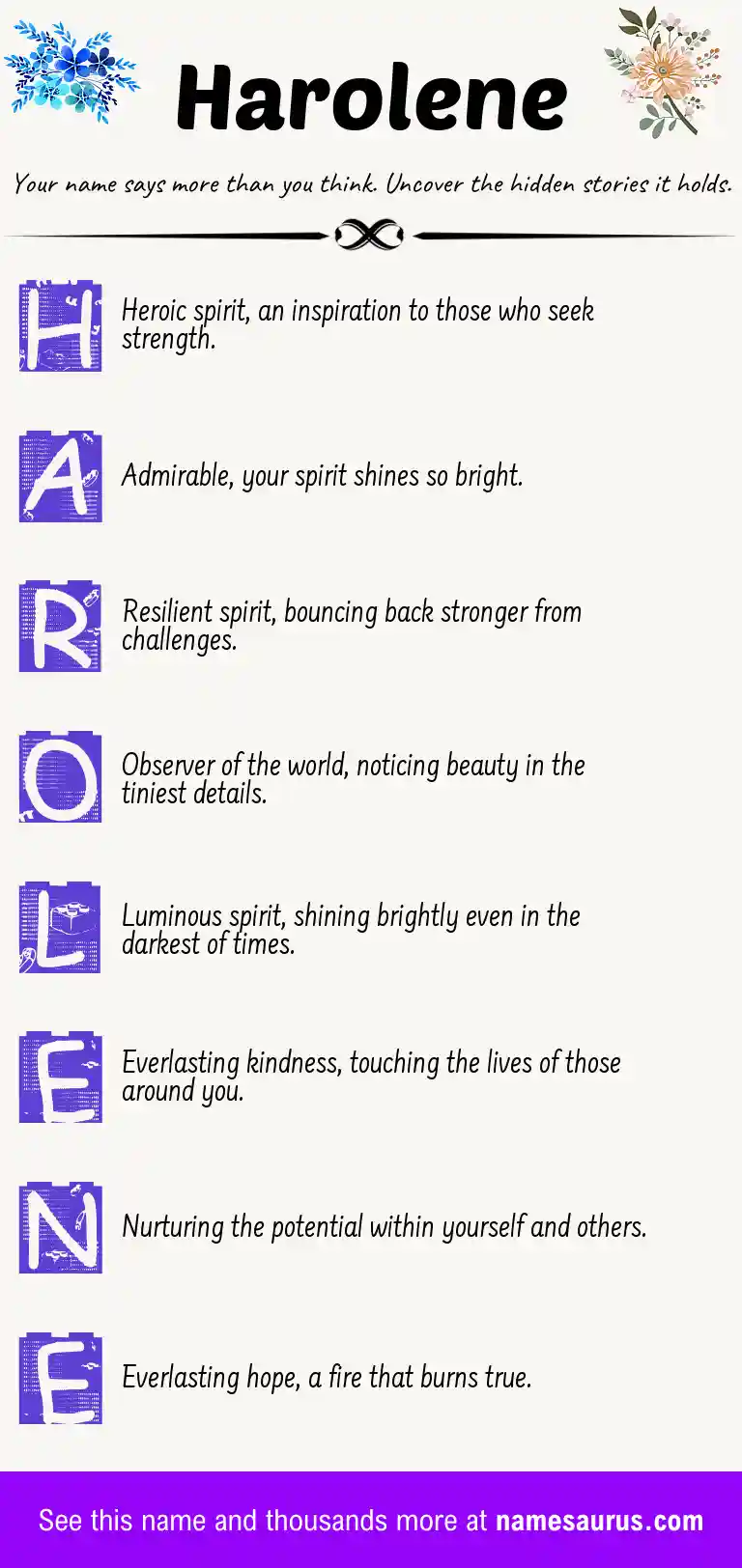 Acrostic poem about Harolene.