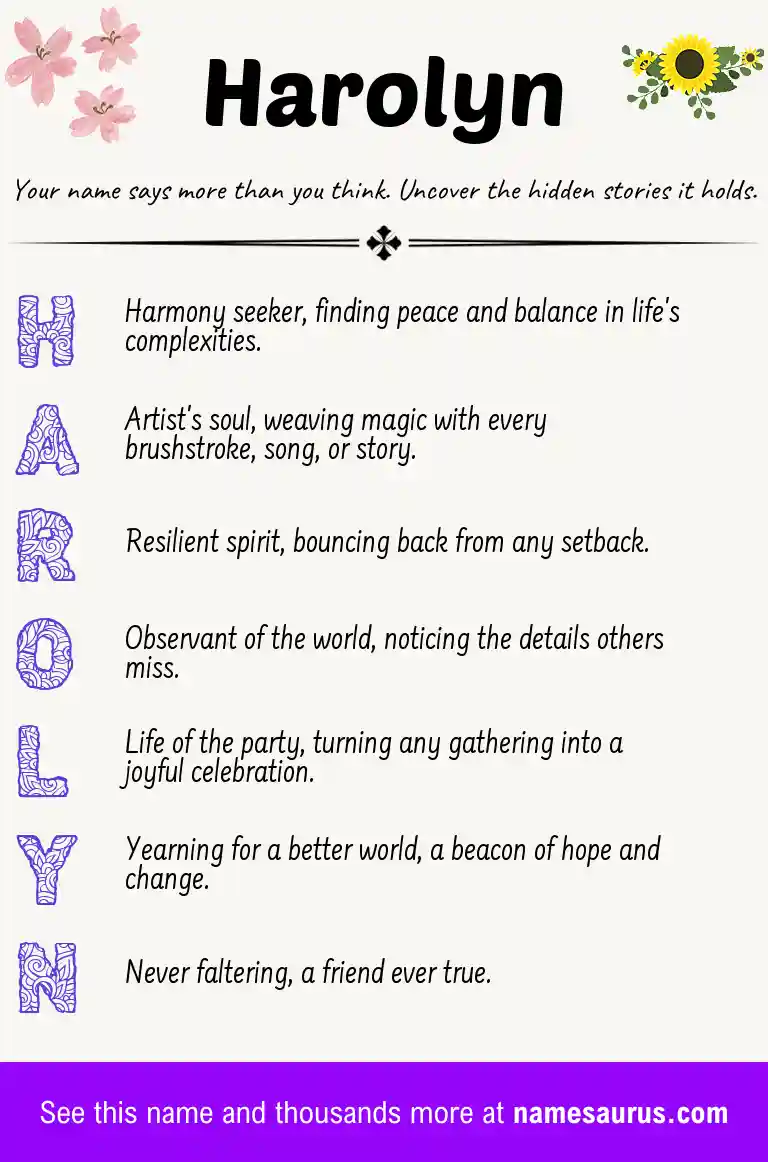 Acrostic poem about Harolyn.