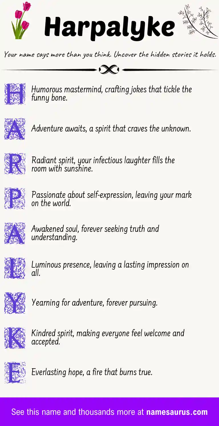 Acrostic poem about Harpalyke.