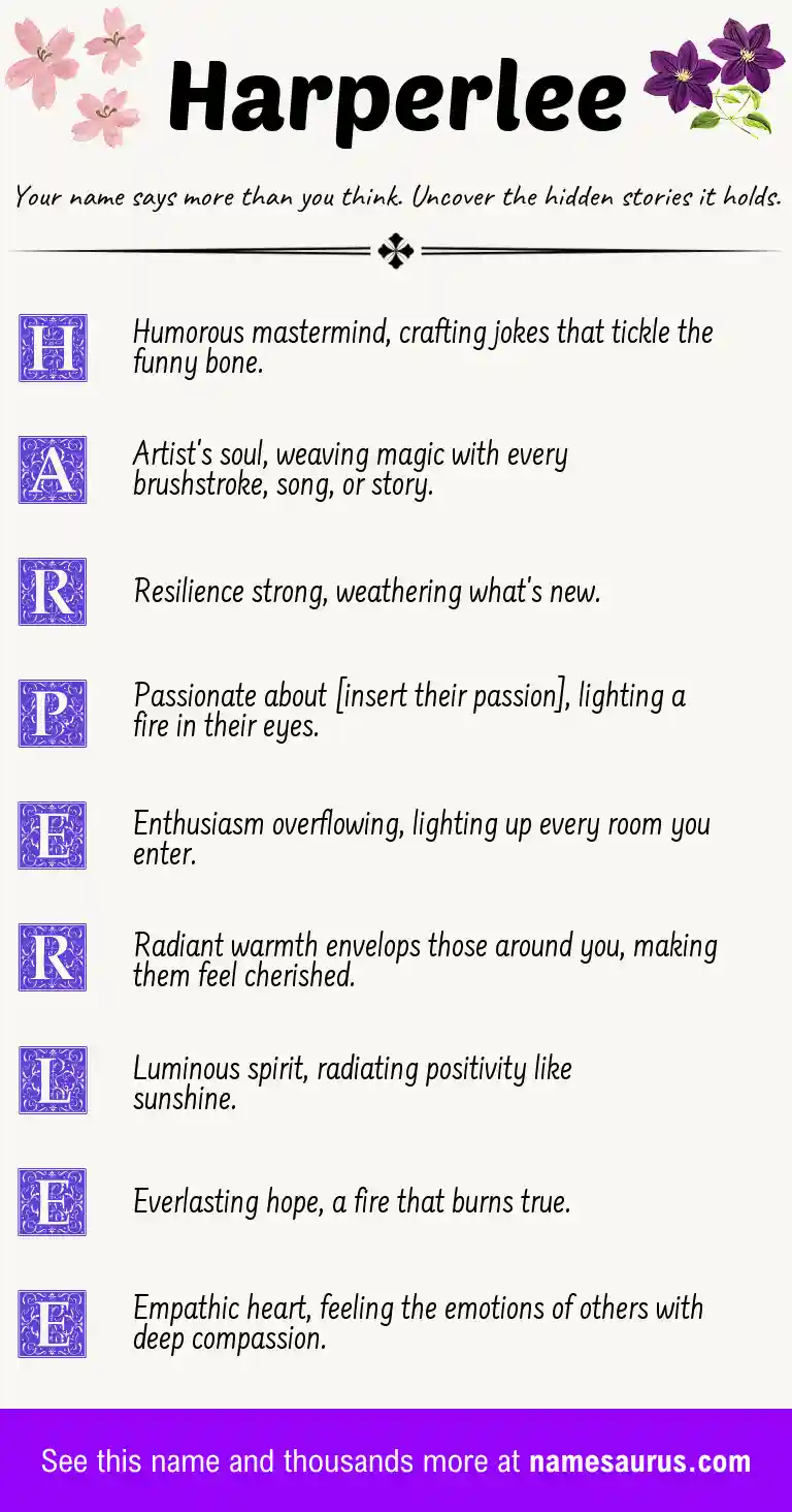 Acrostic poem about Harperlee.