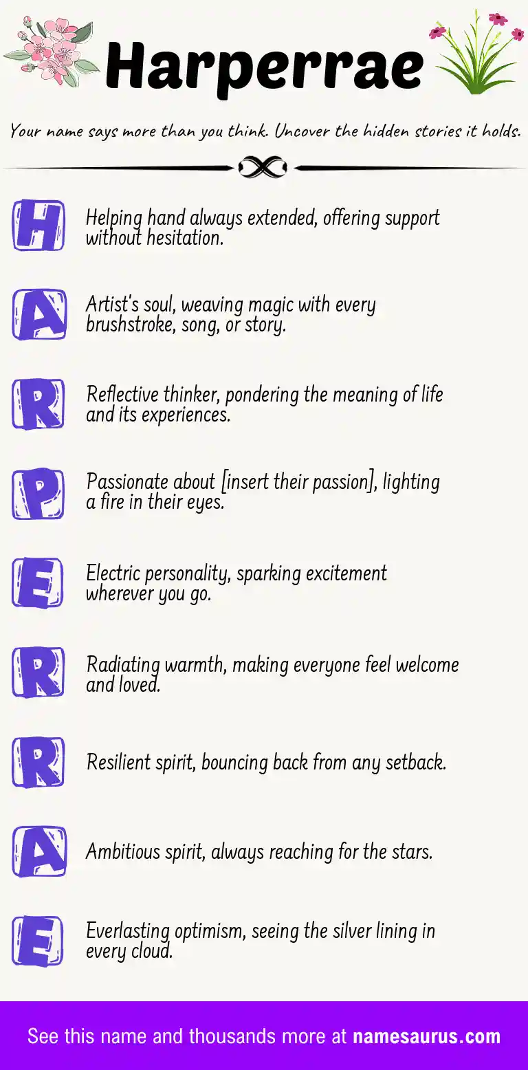 Acrostic poem about Harperrae.