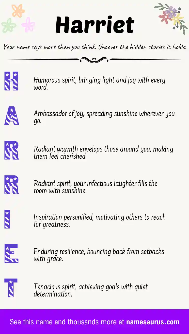 Acrostic poem about Harriet.