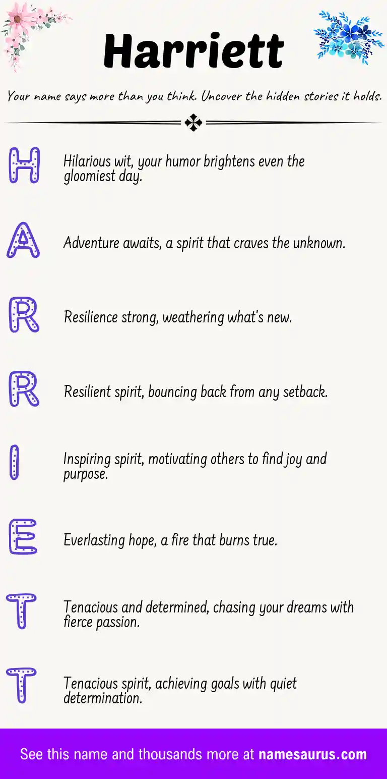 Acrostic poem about Harriett.