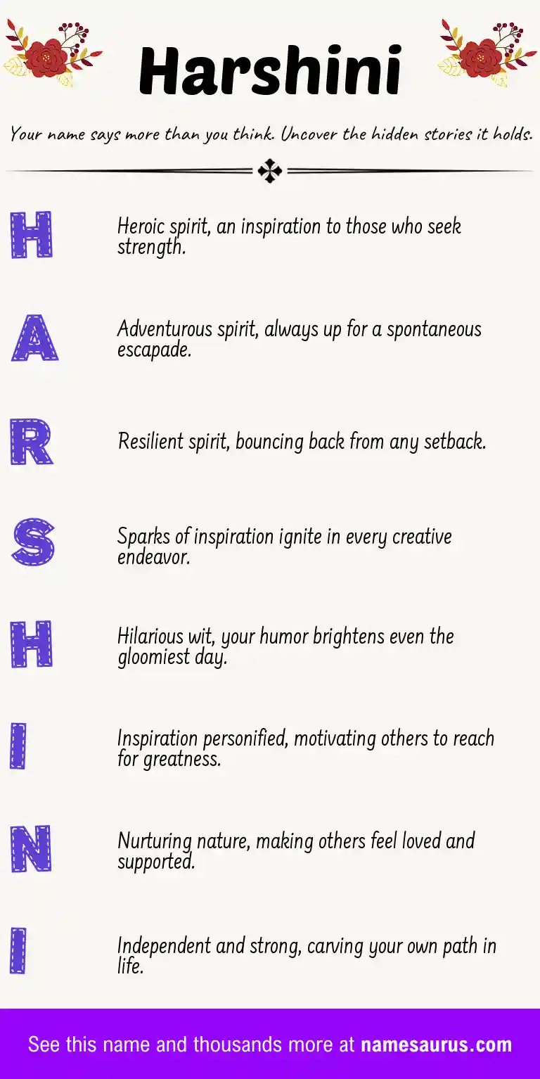 Acrostic poem about Harshini.