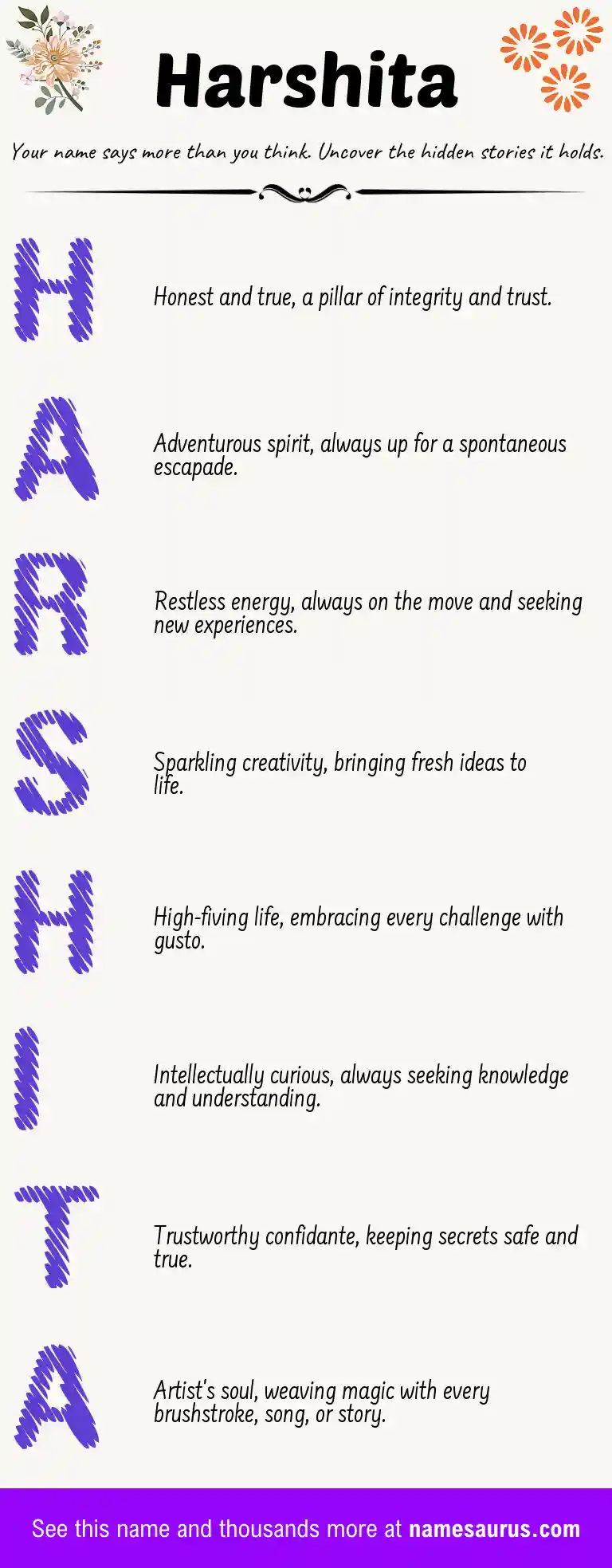 Acrostic poem about Harshita.