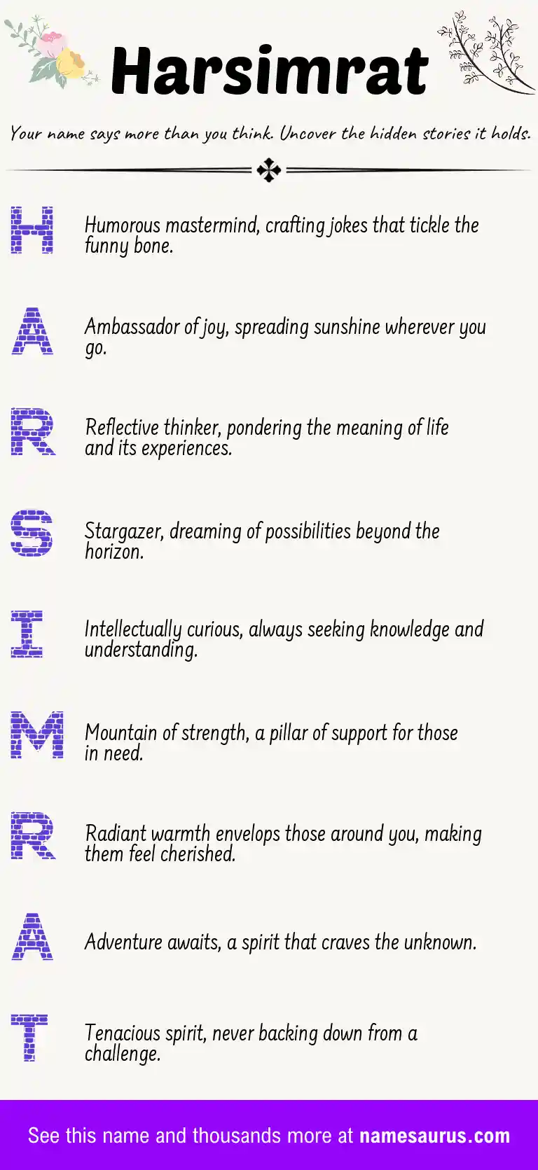 Acrostic poem about Harsimrat.
