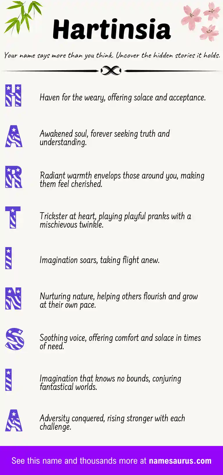 Acrostic poem about Hartinsia.