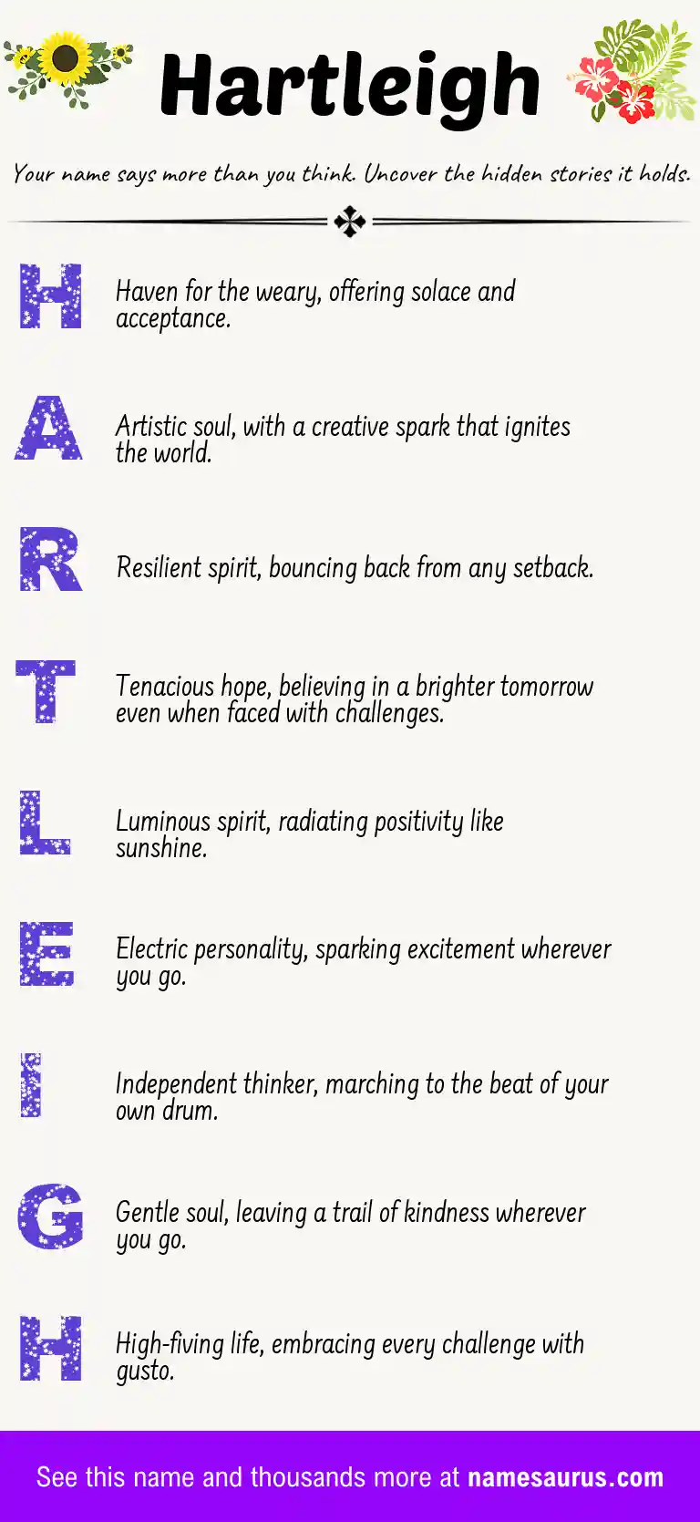 Acrostic poem about Hartleigh.