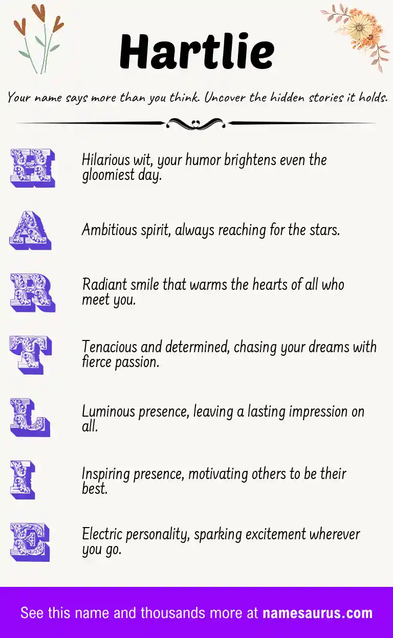 Acrostic poem about Hartlie.