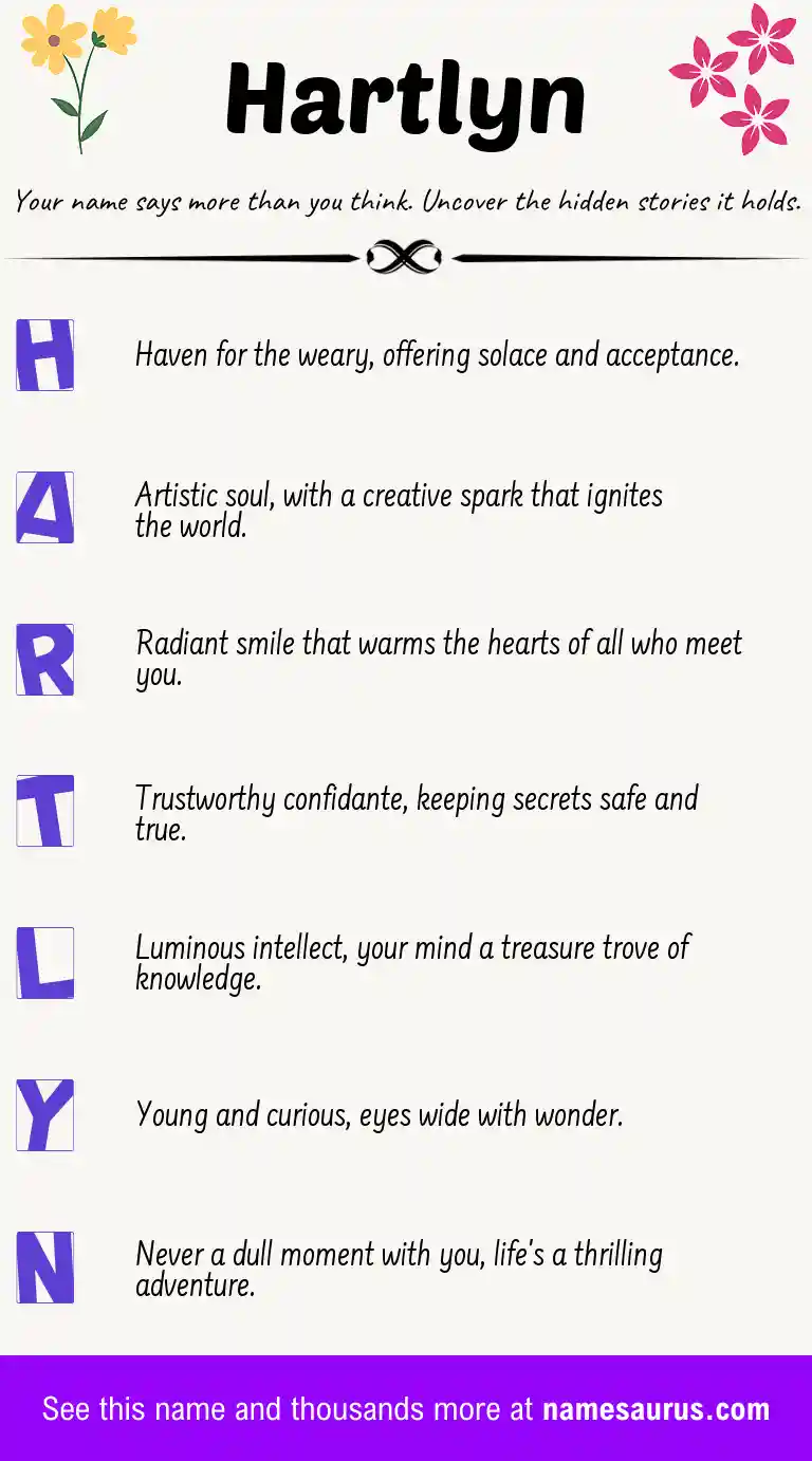 Acrostic poem about Hartlyn.