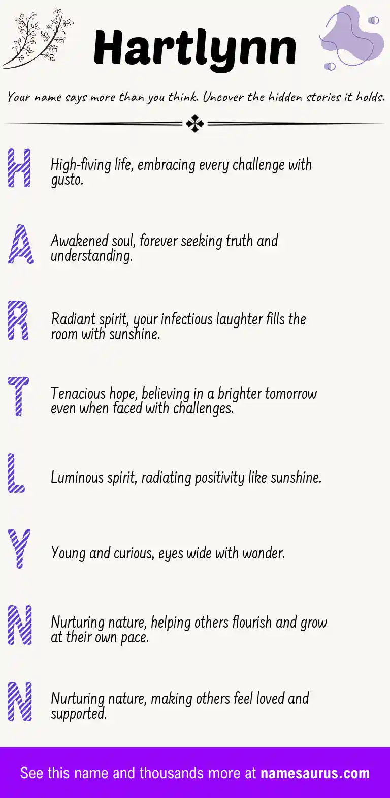Acrostic poem about Hartlynn.